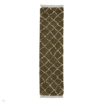 Boho 5413 Modern Moroccan Berber Soft Plush Shaggy Green Runner-Think Rugs-Rug Love - The Most Loved Rug Store
